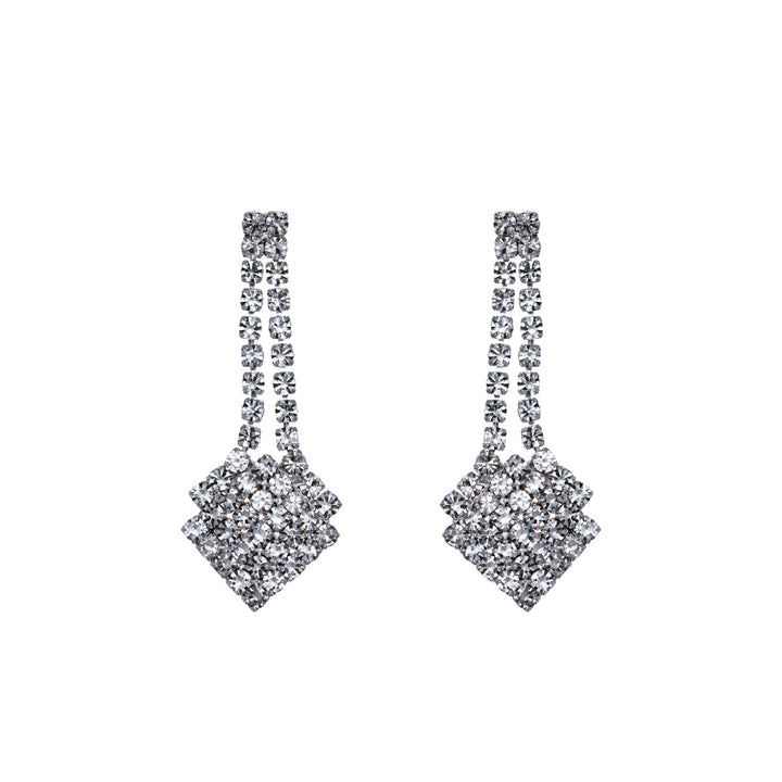 V-shaped rhinestone festive necklace + earrings