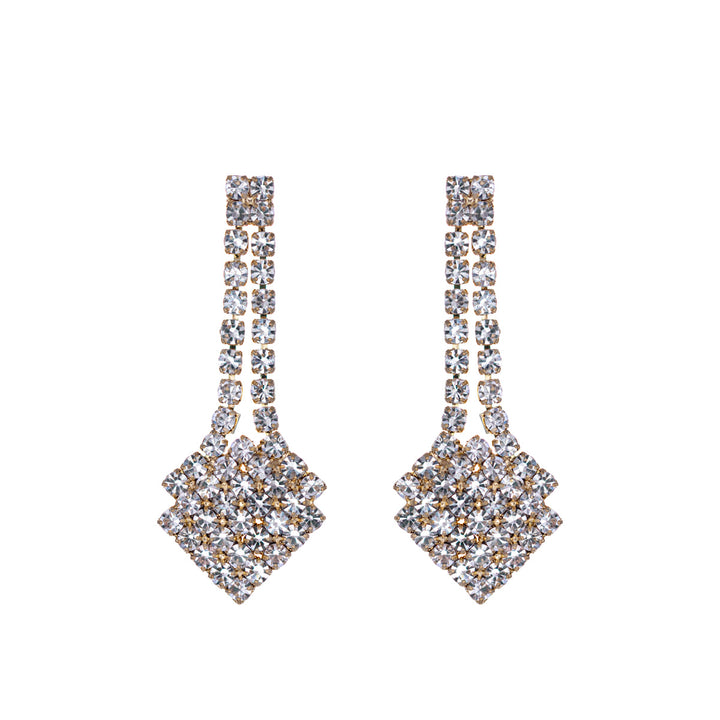 V-shaped rhinestone festive necklace + earrings