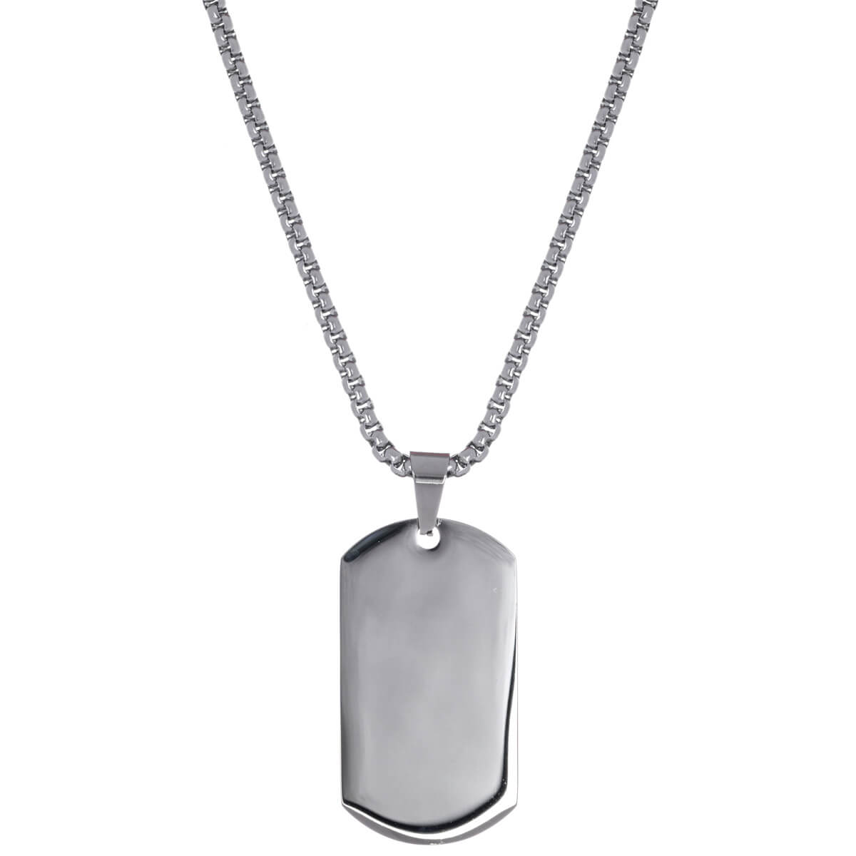 Tile pendant steel necklace 60cm (Steel 316L)