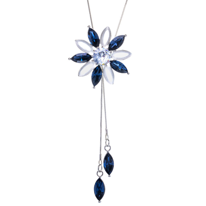 Long festive necklace glittering flower