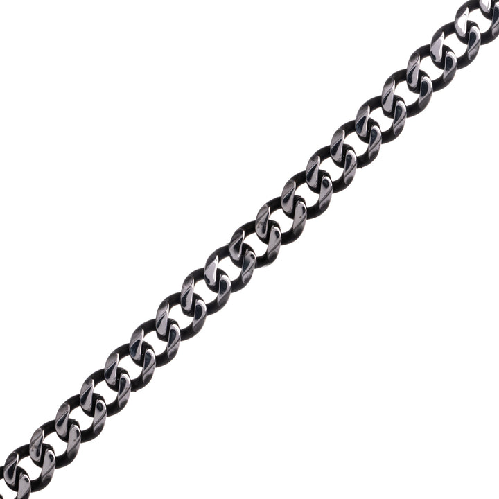 Flat armoured chain dark steel necklace 9mm 55cm