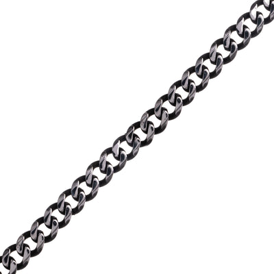 Flat armoured chain dark steel necklace 9mm 55cm