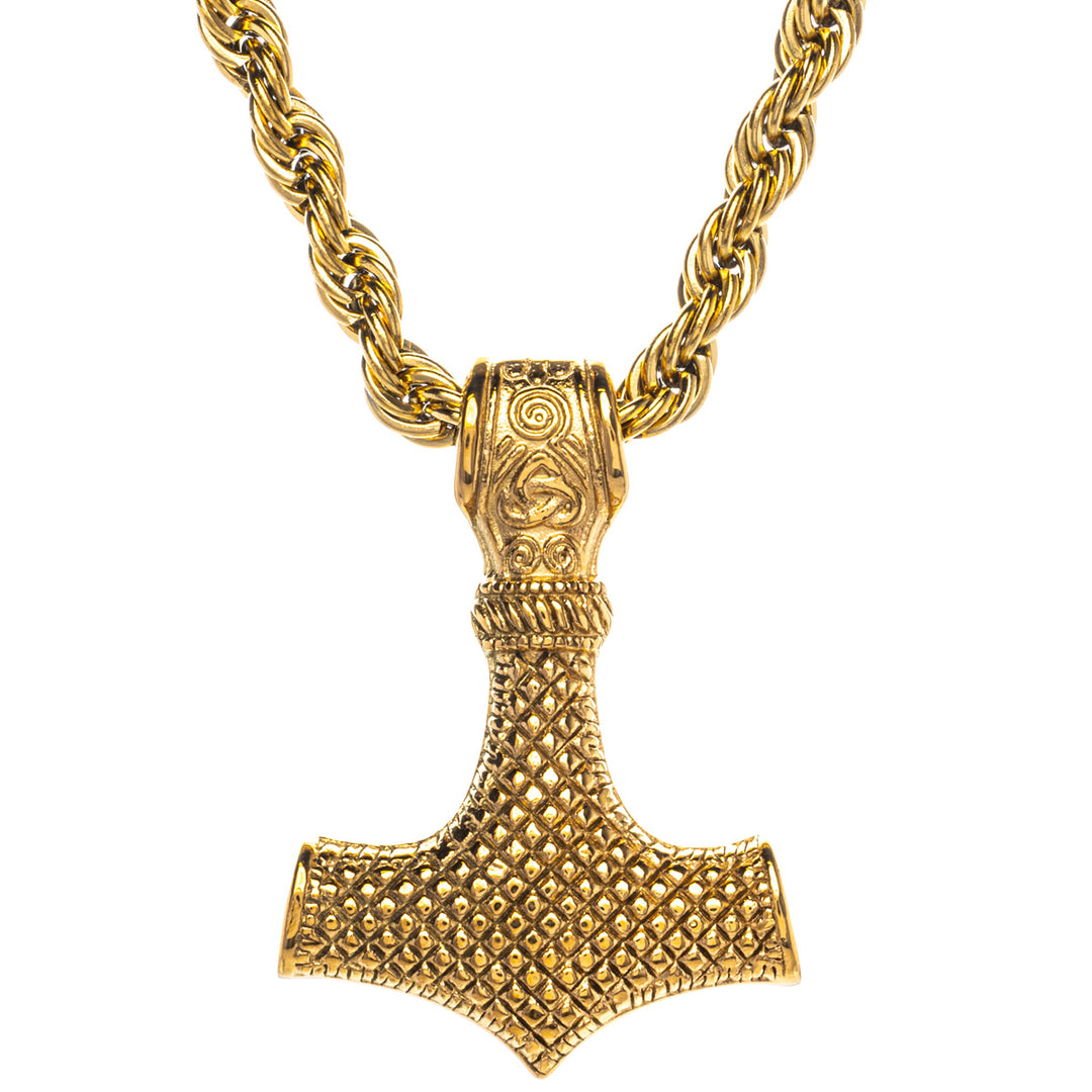 Mjolnir Pendant Necklace Thor's Hammer Gold Jewelry Two-tone
