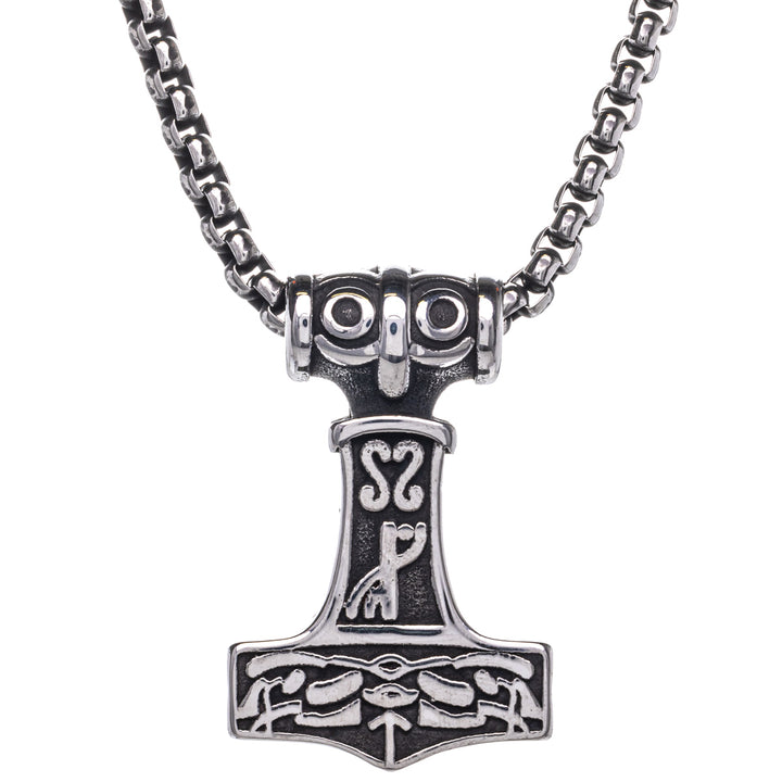 Mjölnir Thor's Hammer Anhänger Halskette (Stahl 316L)