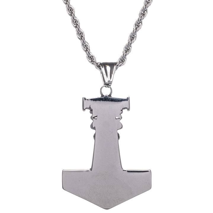 Kette verziert Mjölnir Thors Hammer Anhänger Halskette (Stahl 316L)