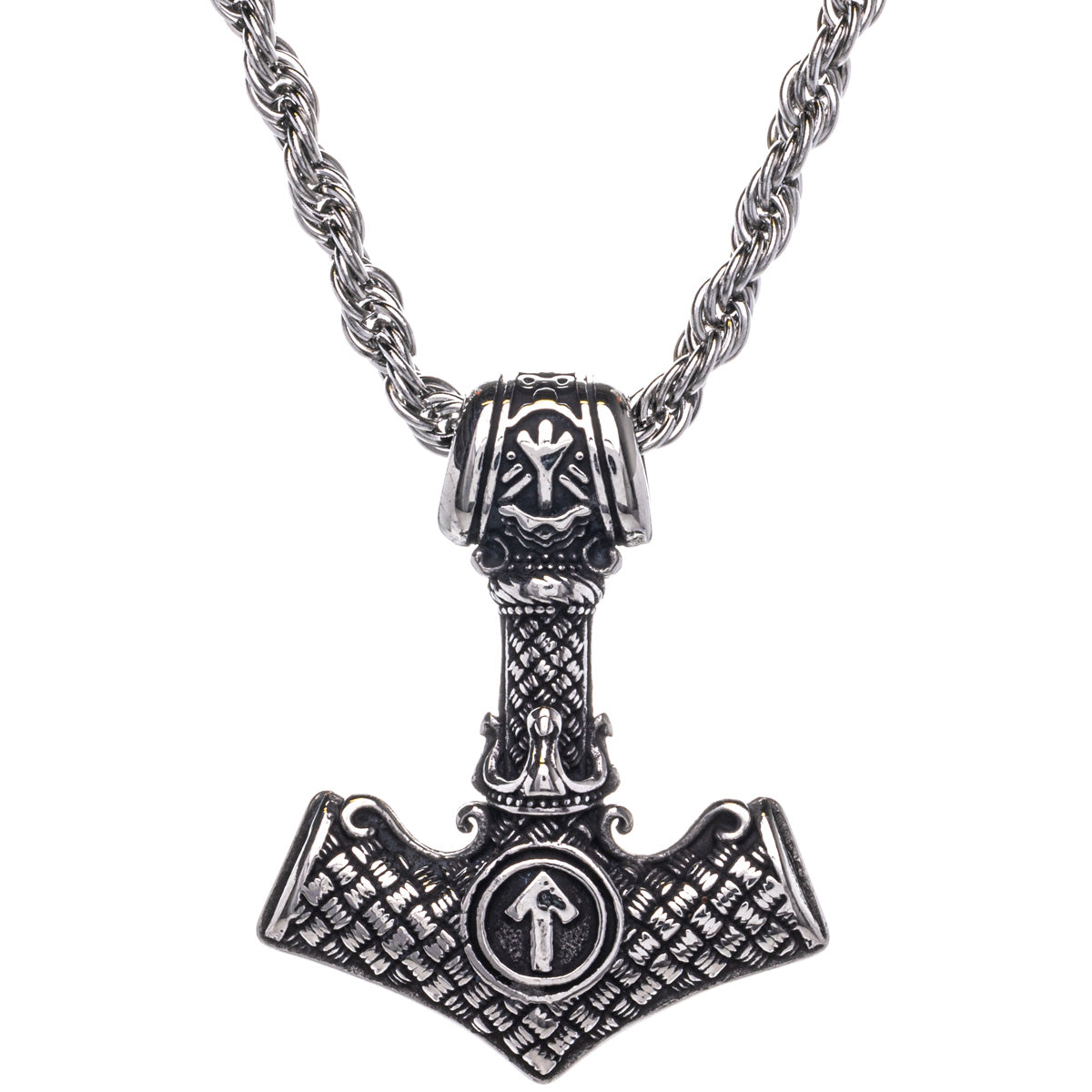 Thorin vasara Mjölnir riipus kaulakoru Valknut-symbolilla (Teräs 316L)