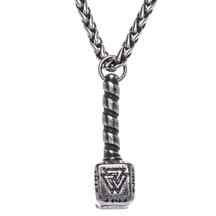 Mjölnir Thor's Hammer Anhänger Halskette (Stahl 316L)