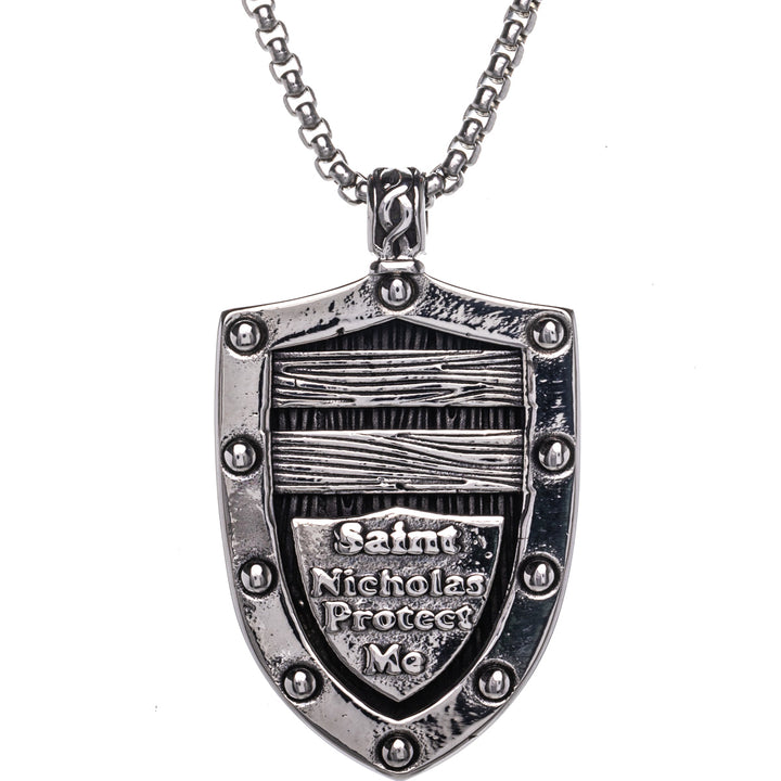 St Nicholas shield pendant necklace (Steel 316L)