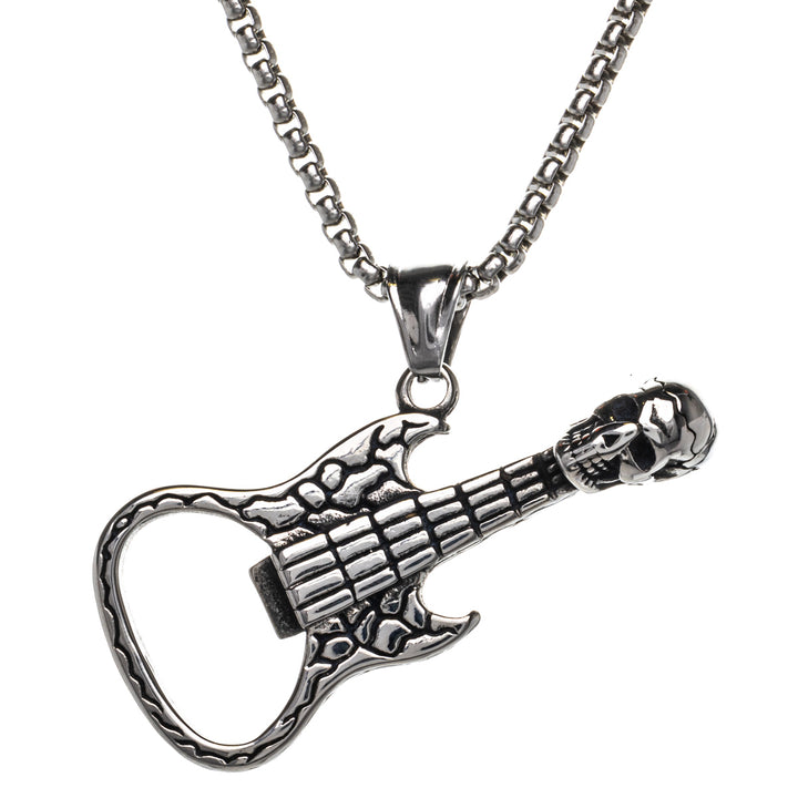 Rock guitar bottle opener pendant necklace (Steel 316L)