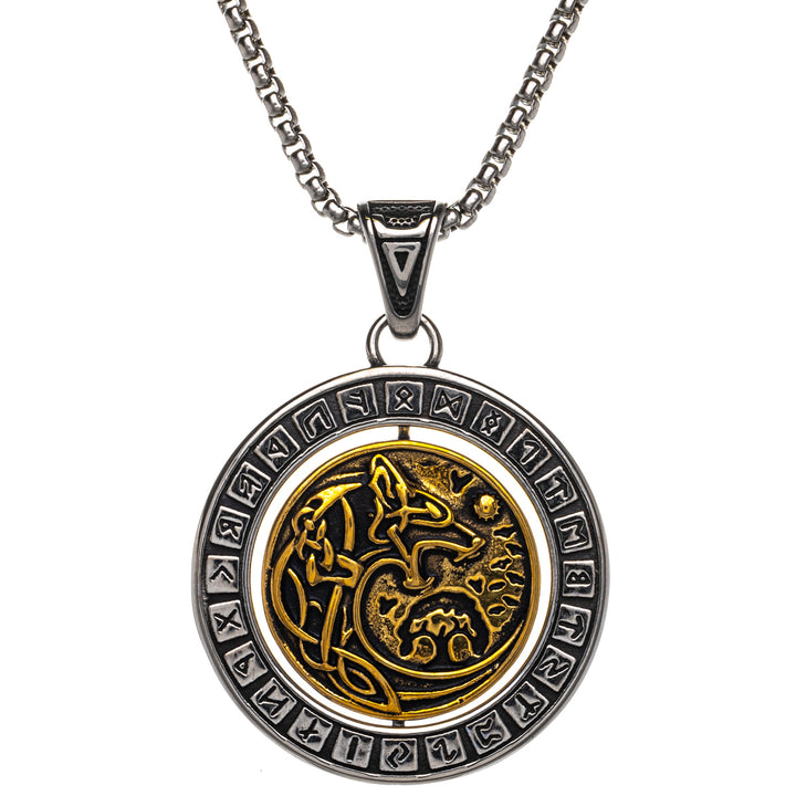 Rotating Fenrir wolf pendant necklace with pendants (Steel 316L)