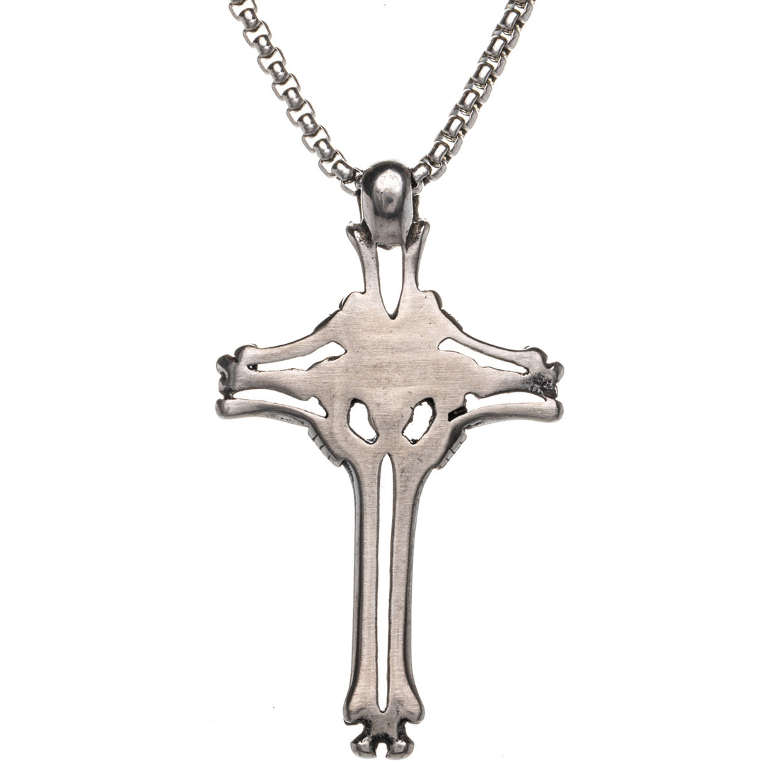 Wikinger Kreuz Totenkopf Kreuz Anhänger Halskette (Stahl 316L)