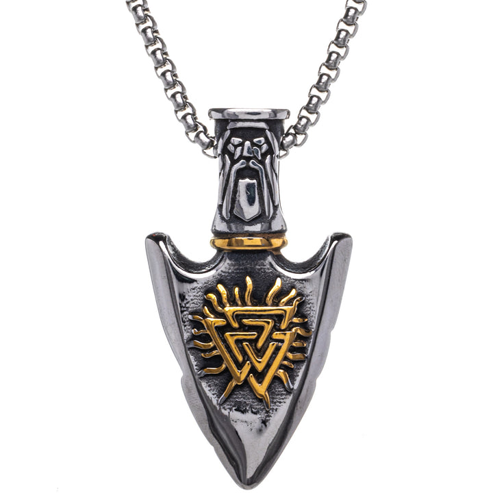 Gungnir Vegvísir Speer-Anhänger Halskette (Stahl 316L)