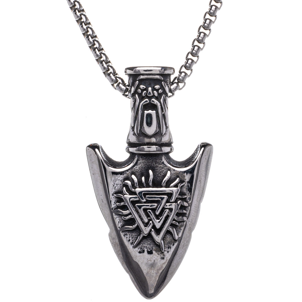 Gungnir Vegvísir spearhead pendant necklace (Steel 316L)