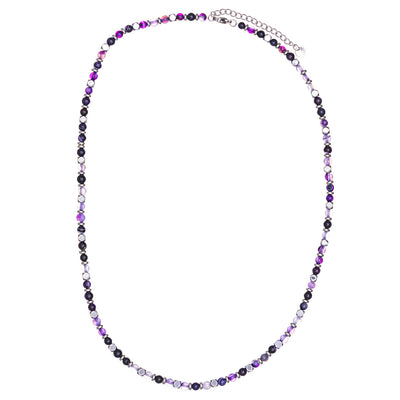 Steel glass bead necklace with steel chain 50cm +5cm (Steel 316L)
