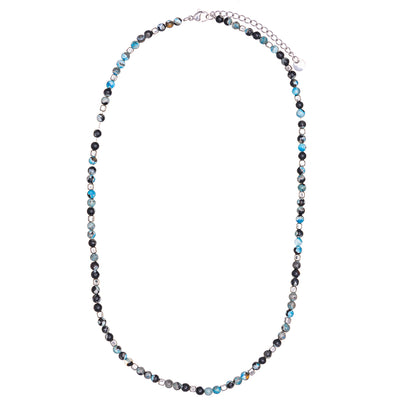 Stone bead necklace in steel chain 45cm +5cm (Steel 316L)