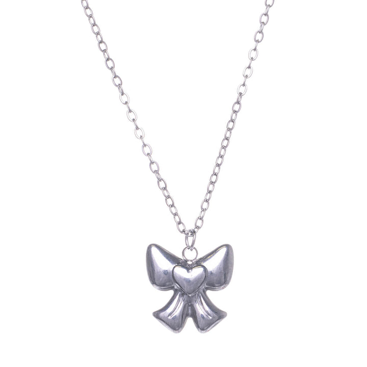 Steel bow pendant pendant necklace 40cm +5cm (Steel 316L)