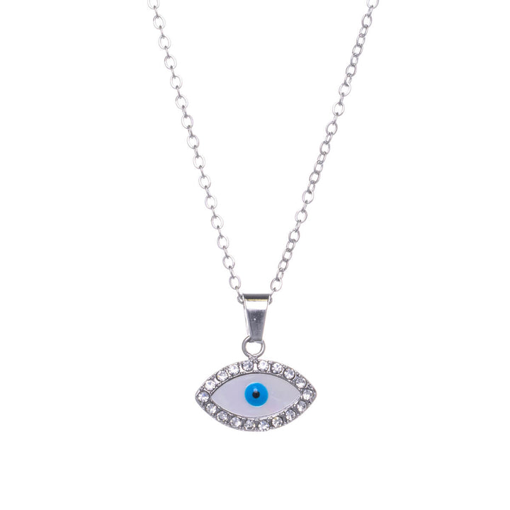 Sparkling evil eye necklace 41cm +5cm (Steel 316L)