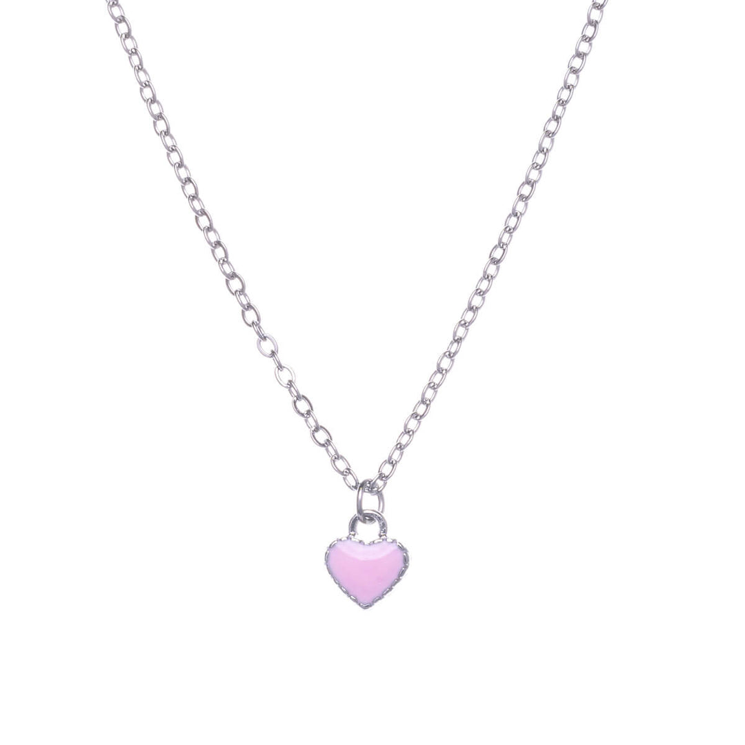 Coloured heart pendant necklace 40cm +5cm (Steel 316L)