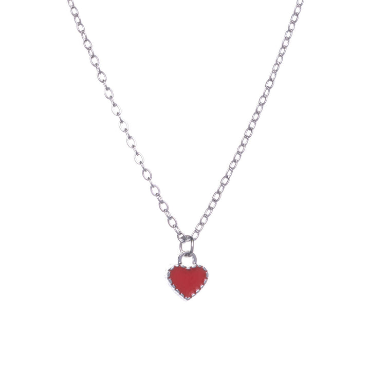 Coloured heart pendant necklace 40cm +5cm (Steel 316L)