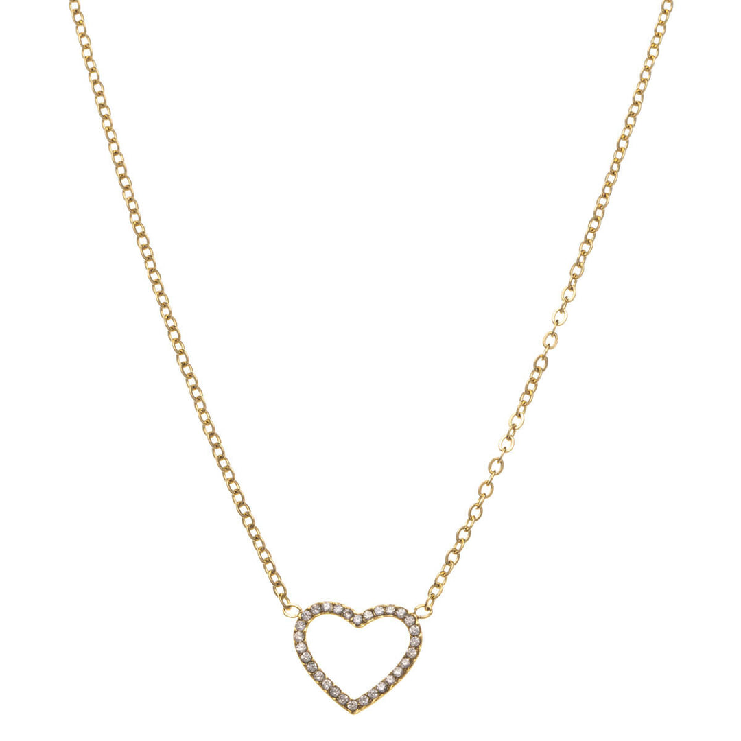 Zirconia heart pendant necklace 40cm +5cm (Steel 316L)