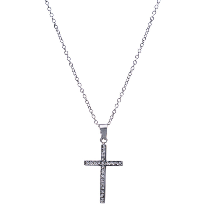 Stone cross pendant necklace 42cm (Steel 316L)