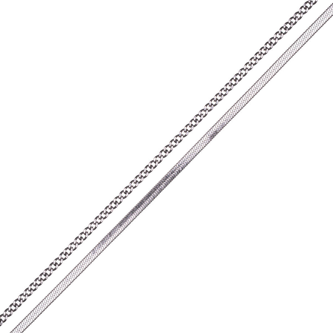 Kahden ketjun kaulakoru 40-47cm +5cm (Teräs 316L)