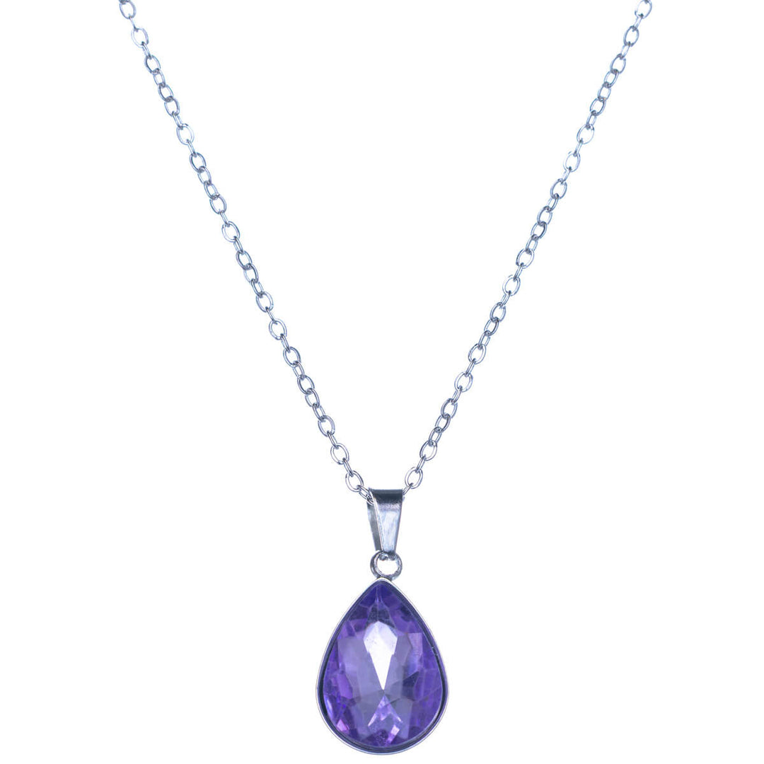 Halskette mit tropfenförmigem Steinanhänger (Stahl 316L)