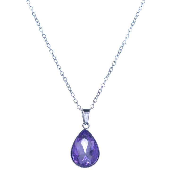 Halskette mit tropfenförmigem Steinanhänger (Stahl 316L)