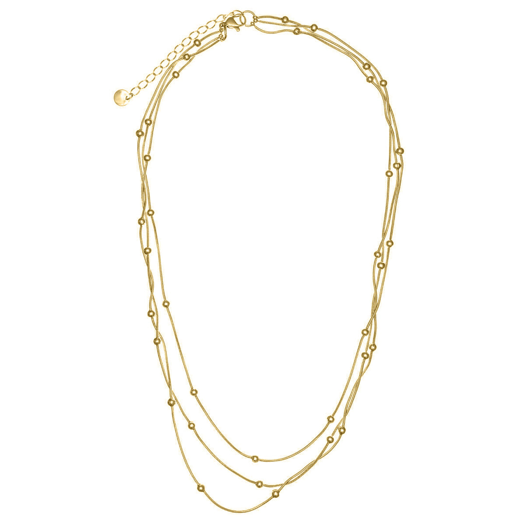 Teräksinen 3 rivinen kaulaketju helmillä 40cm +5cm (Teräs 316L)