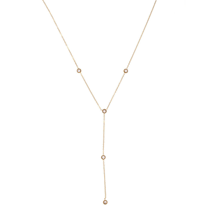 Säädettävä Y-muotoinen kaulakoru zirkonia kivillä (Teräs 316L)