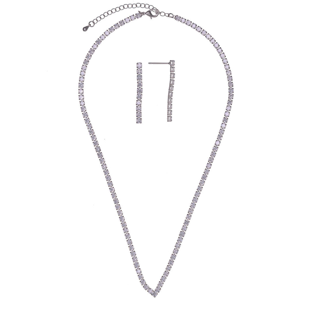 Zirkonia partyhalsband riviera & örhängen