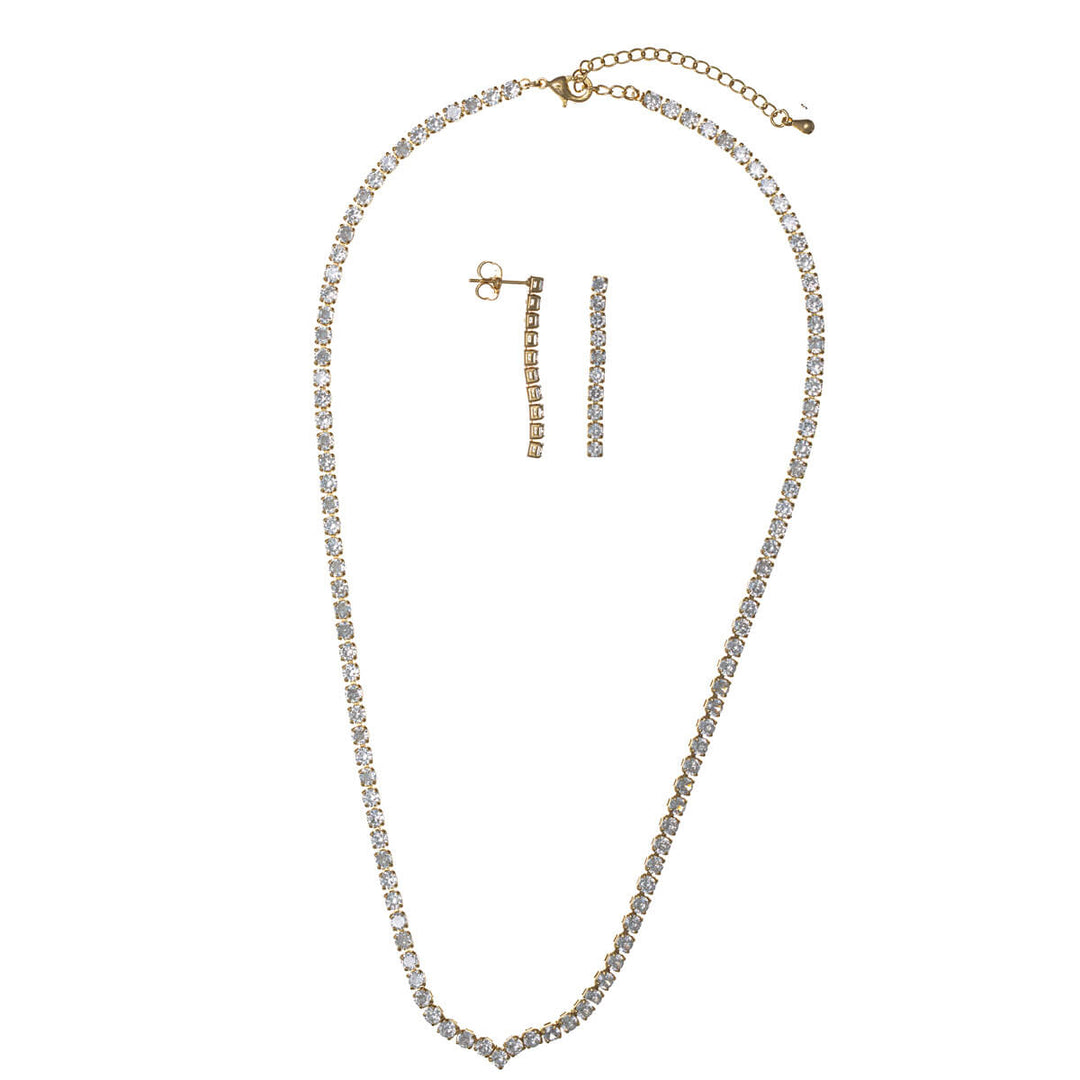 Zirkonia partyhalsband riviera & örhängen