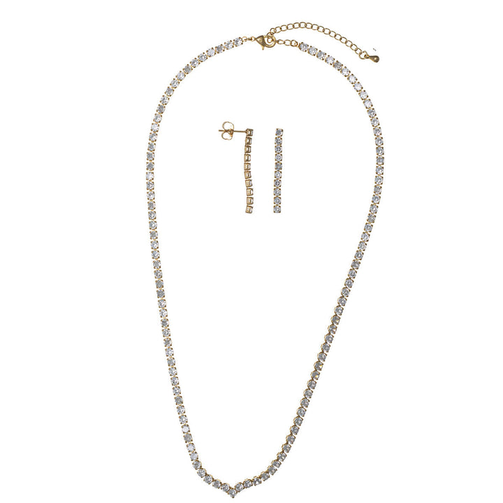 Zirkonia partyhalsband riviera & örhängen