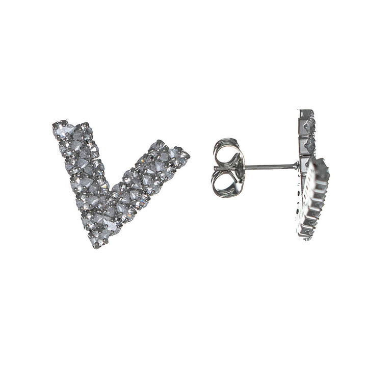 Zirconia party necklace, V-shape & earrings