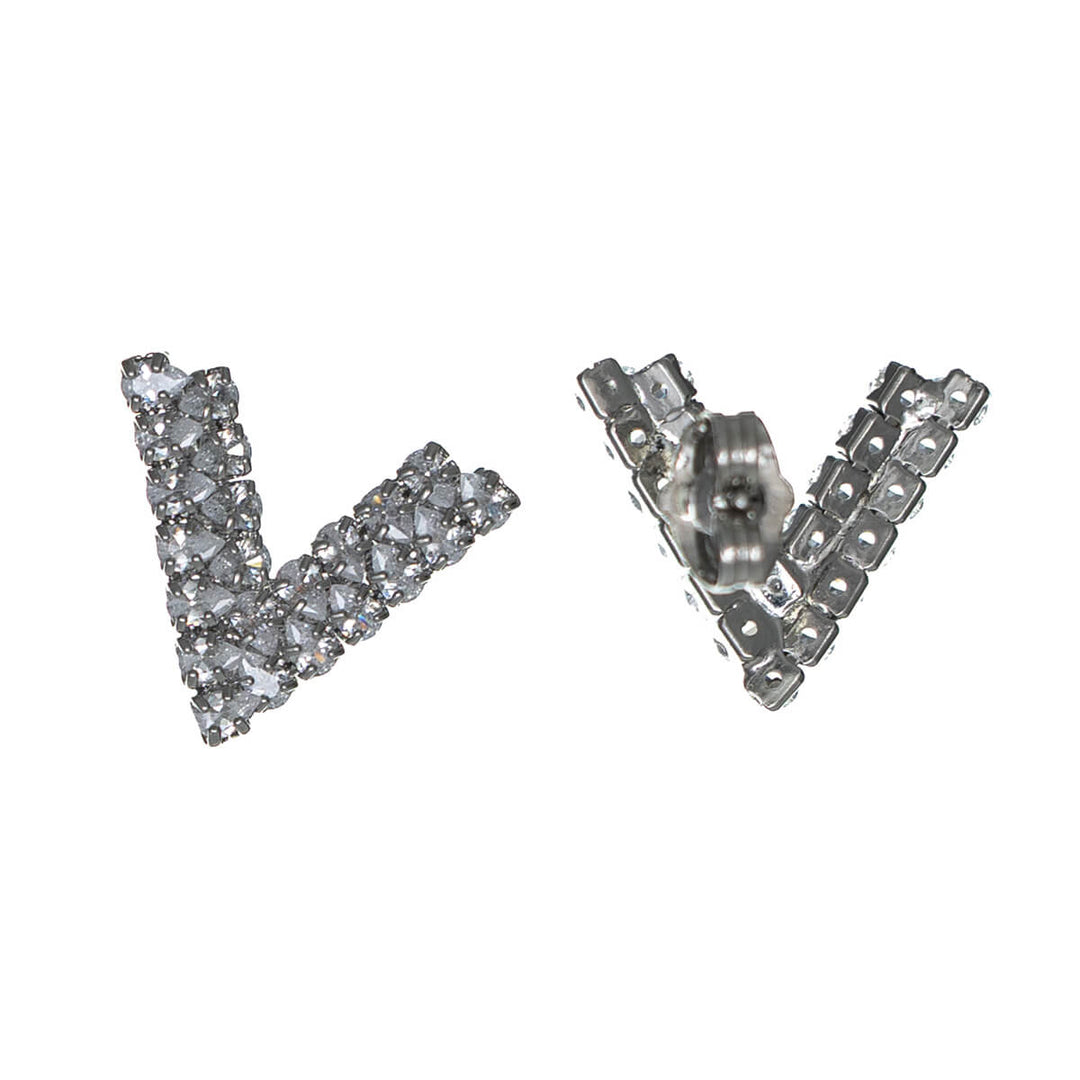 Zirconia party necklace, V-shape & earrings