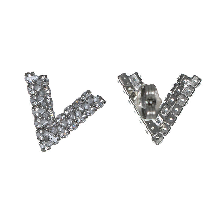 Zirconia party necklace, V-shape & earrings