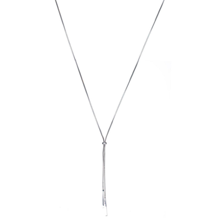 Säädettävä Y-kaulakoru litteällä helmellä 92cm (Teräs 316L)