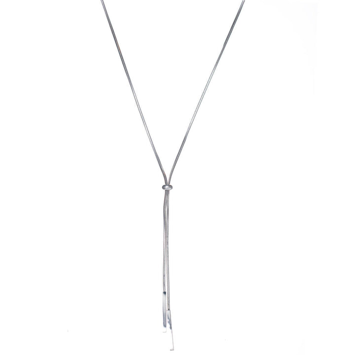 Säädettävä Y-kaulakoru litteällä helmellä 92cm (Teräs 316L)