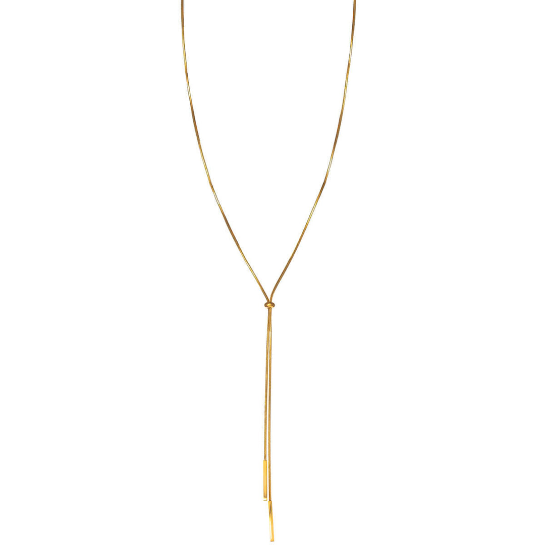 Säädettävä Y-kaulakoru litteällä helmellä 92cm (Teräs 316L)