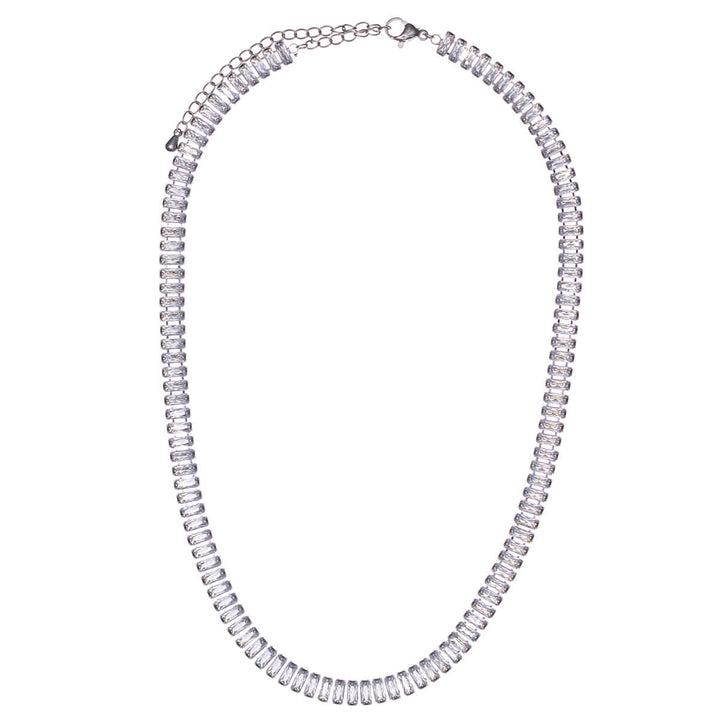 Wide baguette zirconia necklace
