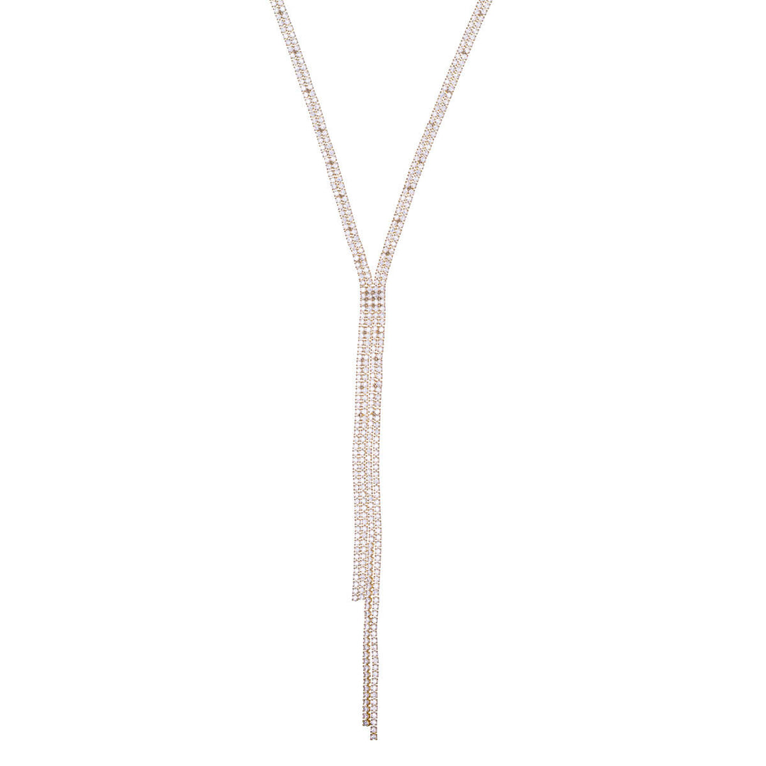 Double-row Y-shaped zirconia necklace