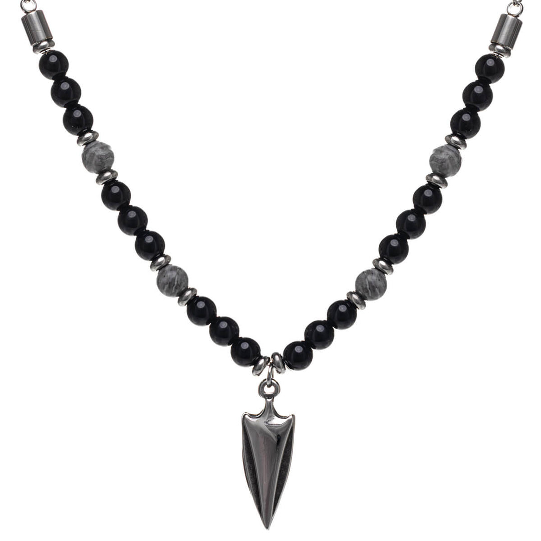 Miesten kaulakoru nuoliriipus – kivi & teräs (316L)