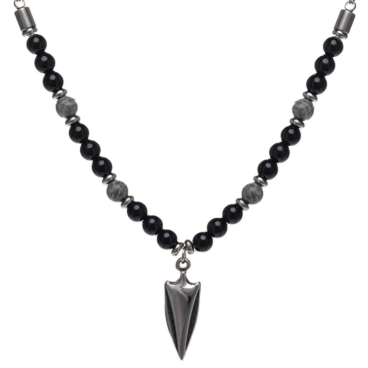 Miesten kaulakoru nuoliriipus – kivi & teräs (316L)