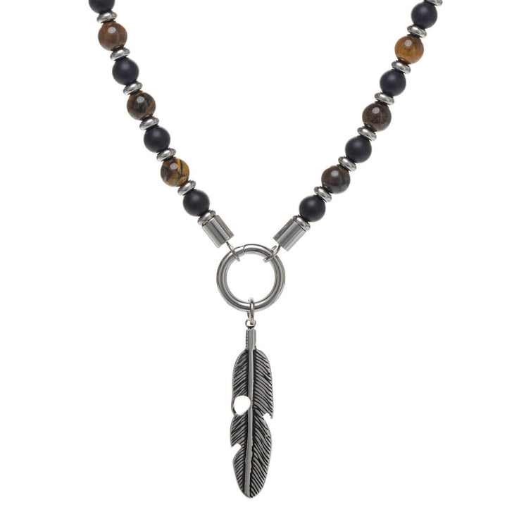 Men's necklace with clasp – stone & steel (316L)