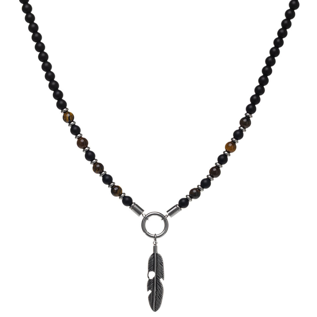 Men's necklace with clasp – stone & steel (316L)