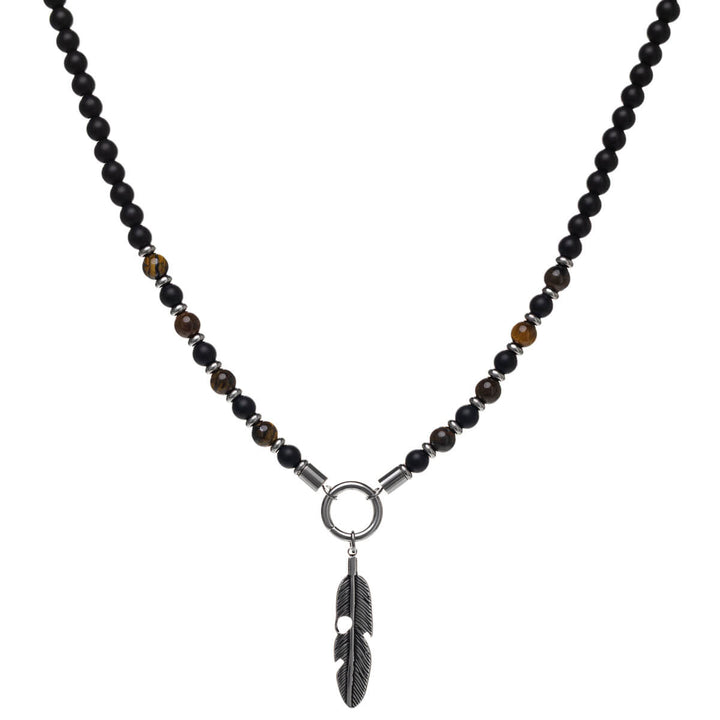 Men's necklace with clasp – stone & steel (316L)