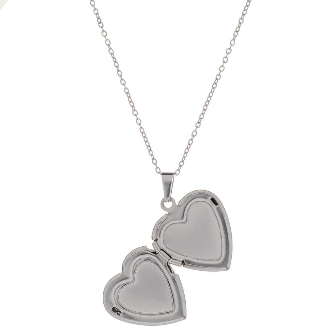 Patterned heart medallion pendant necklace - surgical steel (316L)