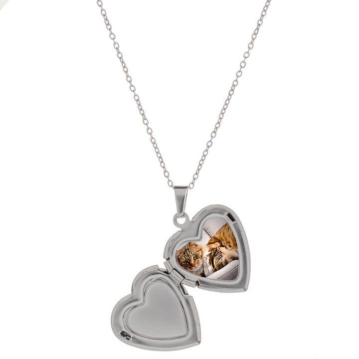 Patterned heart medallion pendant necklace - surgical steel (316L)