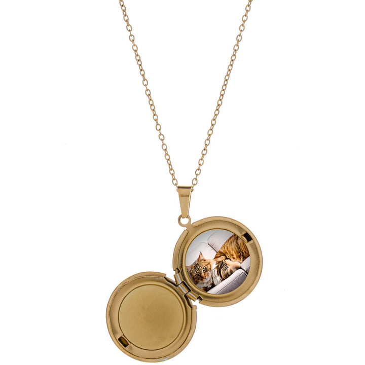 Flat round medallion pendant necklace - surgical steel (316L)