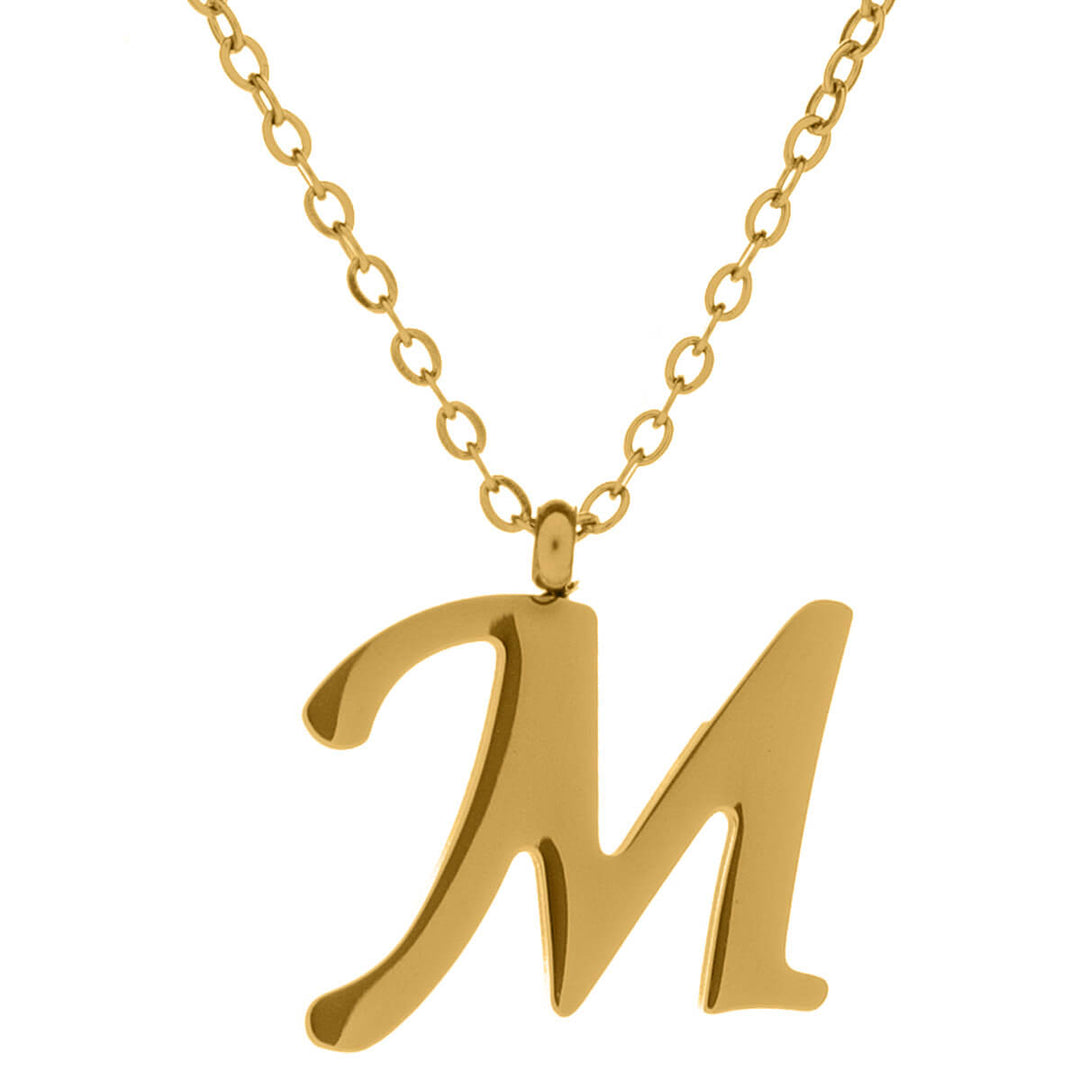 Gold letter necklace calligraphy letter – 18k surgical steel (316L)